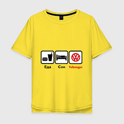 Футболка оверсайз мужская Еда, сон и Volkswagen, цвет: желтый