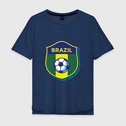 Футболка оверсайз мужская Brazil Football, цвет: тёмно-синий