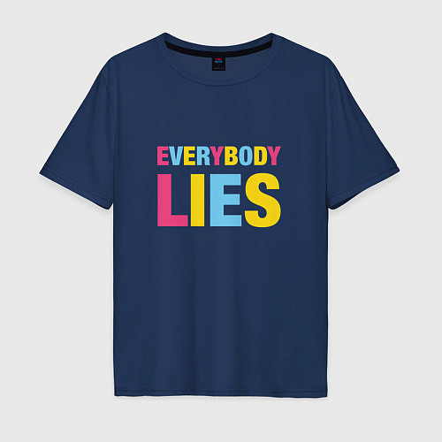 Мужская футболка оверсайз Everybody Lies / Тёмно-синий – фото 1