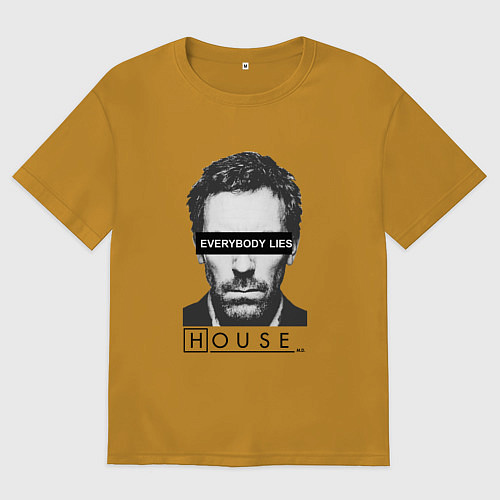 Мужская футболка оверсайз Everyboy Lies / Горчичный – фото 1