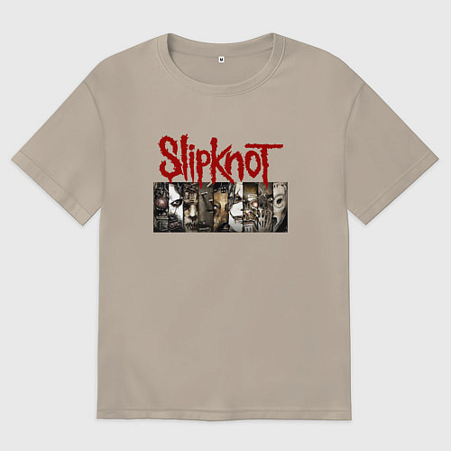 Мужская футболка оверсайз Slipknot Faces / Миндальный – фото 1