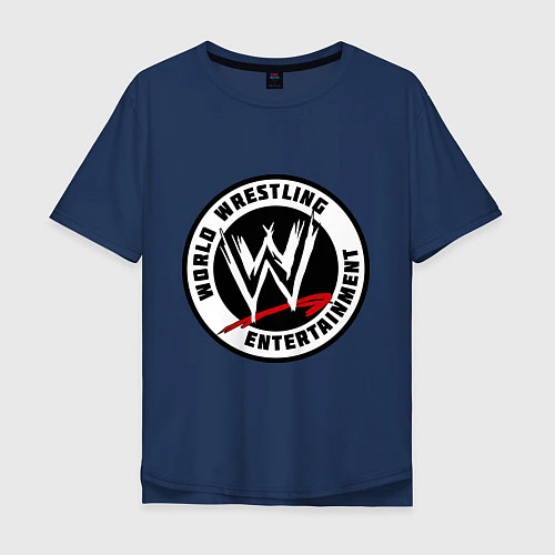 Мужская футболка оверсайз World wrestling entertainment / Тёмно-синий – фото 1