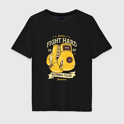 Мужская футболка оверсайз Fight Hard 1901 / Черный – фото 1