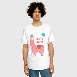 Футболка оверсайз мужская Party Llama, цвет: белый — фото 2