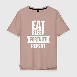 Футболка оверсайз мужская Eat Sleep Fortnite Repeat, цвет: пыльно-розовый