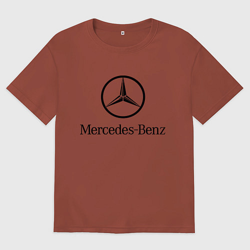 Мужская футболка оверсайз Logo Mercedes-Benz / Кирпичный – фото 1