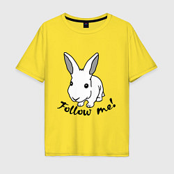 Футболка оверсайз мужская Rabbit: follow me, цвет: желтый