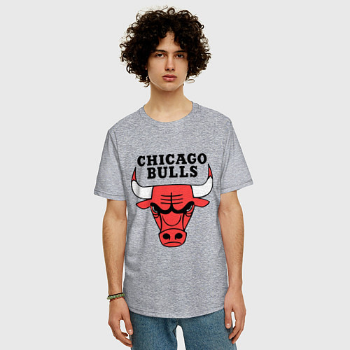 Мужская футболка оверсайз Chicago Bulls / Меланж – фото 3