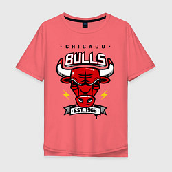 Футболка оверсайз мужская Chicago Bulls est. 1966, цвет: коралловый