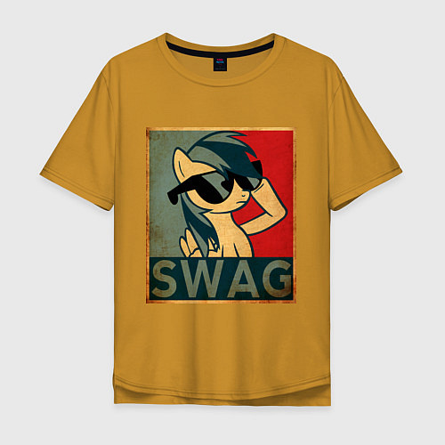 Мужская футболка оверсайз SWAG Pony / Горчичный – фото 1