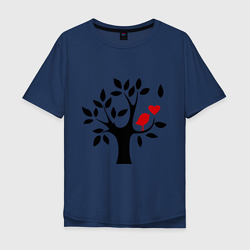 Мужская футболка оверсайз Дерево любви / Тёмно-синий – фото 1