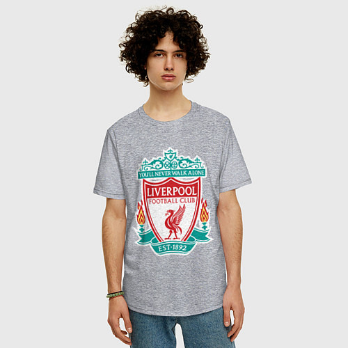 Мужская футболка оверсайз Liverpool FC / Меланж – фото 3