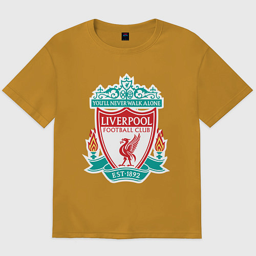 Мужская футболка оверсайз Liverpool FC / Горчичный – фото 1