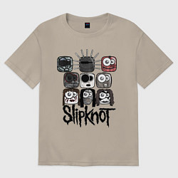 Футболка оверсайз мужская Slipknot Masks, цвет: миндальный