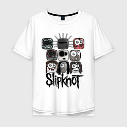 Футболка оверсайз мужская Slipknot Masks, цвет: белый