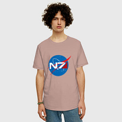 Футболка оверсайз мужская NASA N7, цвет: пыльно-розовый — фото 2