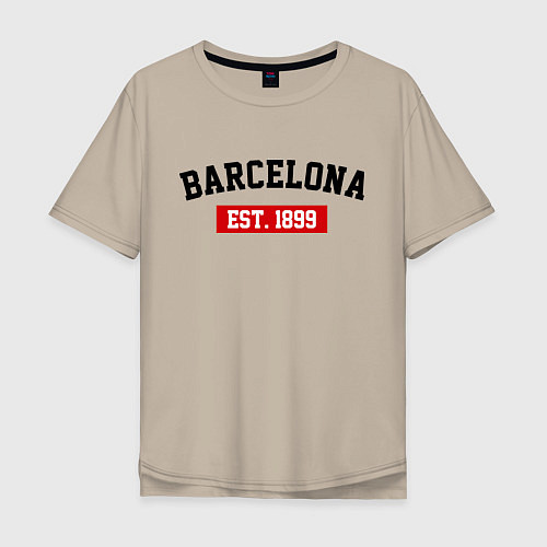 Мужская футболка оверсайз FC Barcelona Est. 1899 / Миндальный – фото 1