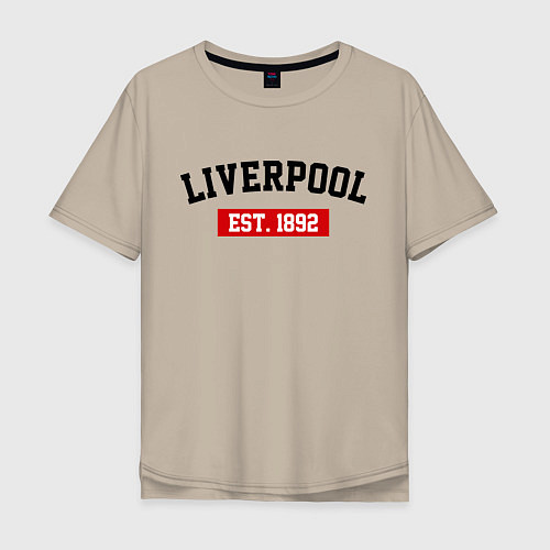 Мужская футболка оверсайз FC Liverpool Est. 1892 / Миндальный – фото 1