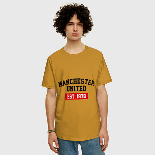 Мужская футболка оверсайз FC Manchester United Est. 1878 / Горчичный – фото 3