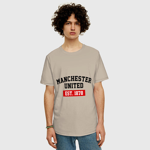 Мужская футболка оверсайз FC Manchester United Est. 1878 / Миндальный – фото 3