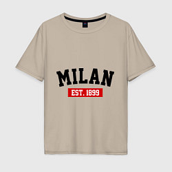 Футболка оверсайз мужская FC Milan Est. 1899, цвет: миндальный