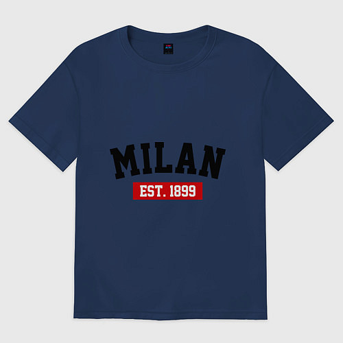 Мужская футболка оверсайз FC Milan Est. 1899 / Тёмно-синий – фото 1