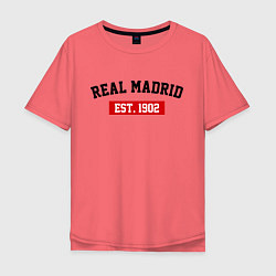 Футболка оверсайз мужская FC Real Madrid Est. 1902, цвет: коралловый