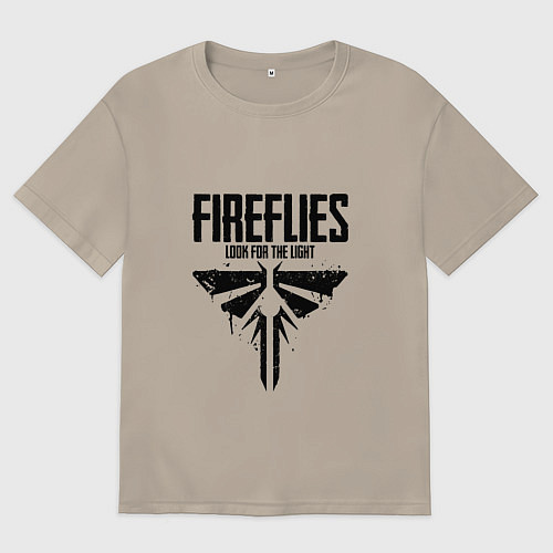 Мужская футболка оверсайз Fireflies: Look for the Light / Миндальный – фото 1