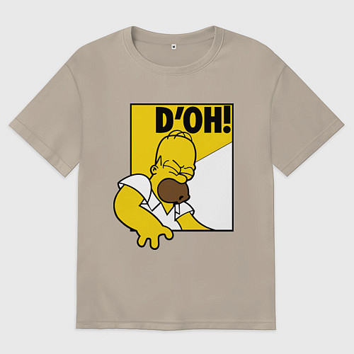 Мужская футболка оверсайз Homer D'OH! / Миндальный – фото 1
