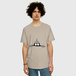 Футболка оверсайз мужская Бэндер подглядывает, цвет: миндальный — фото 2