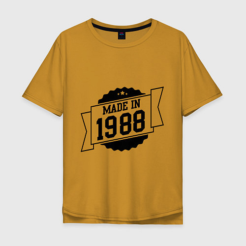 Мужская футболка оверсайз Made in 1988 / Горчичный – фото 1