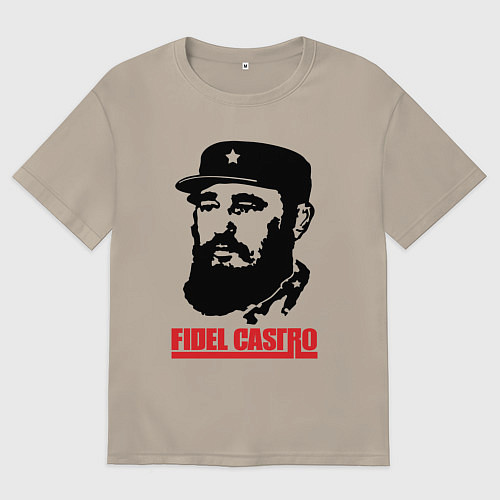 Мужская футболка оверсайз Fidel Castro / Миндальный – фото 1