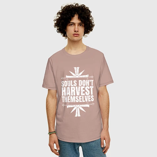 Мужская футболка оверсайз Harvest Themselves / Пыльно-розовый – фото 3