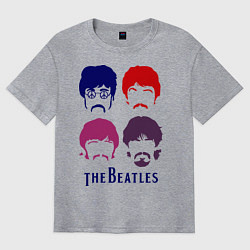 Футболка оверсайз мужская The Beatles faces, цвет: меланж