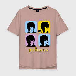 Футболка оверсайз мужская The Beatles: pop-art, цвет: пыльно-розовый