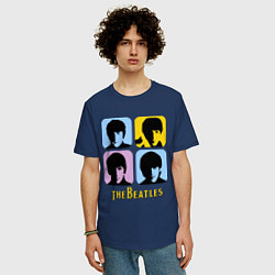 Футболка оверсайз мужская The Beatles: pop-art, цвет: тёмно-синий — фото 2