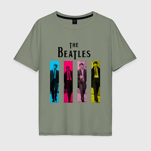 Мужская футболка оверсайз Walking Beatles / Авокадо – фото 1
