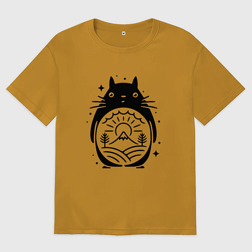 Мужская футболка оверсайз Мой сосед Тоторо / Горчичный – фото 1