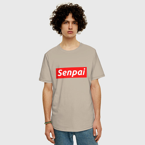Мужская футболка оверсайз Senpai Supreme / Миндальный – фото 3