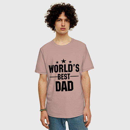 Мужская футболка оверсайз Worlds best DADDY / Пыльно-розовый – фото 3