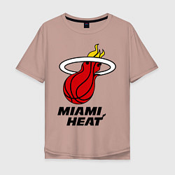 Футболка оверсайз мужская Miami Heat-logo, цвет: пыльно-розовый