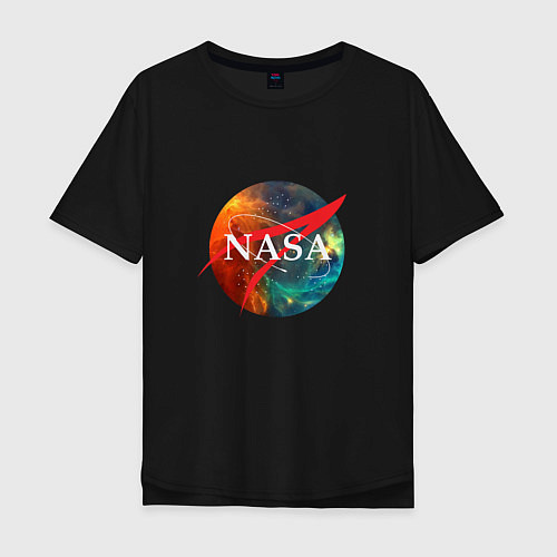 Мужская футболка оверсайз NASA: Nebula / Черный – фото 1