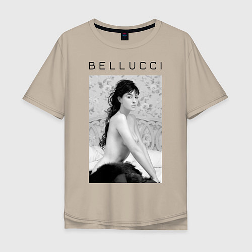 Мужская футболка оверсайз Monica Bellucci: Romantic / Миндальный – фото 1