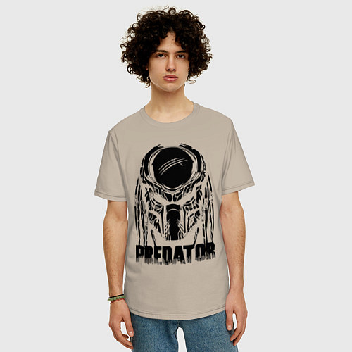 Мужская футболка оверсайз Predator Mask / Миндальный – фото 3