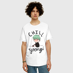 Футболка оверсайз мужская Chill Yoongi, цвет: белый — фото 2