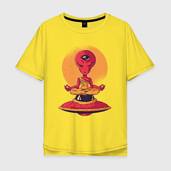 Футболка оверсайз мужская Медитация пришельца, цвет: желтый
