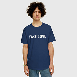 Футболка оверсайз мужская FAKE LOVE, цвет: тёмно-синий — фото 2