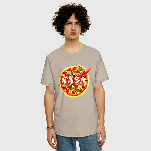 Мужская футболка оверсайз NASA: Pizza / Миндальный – фото 3