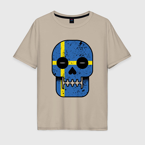 Мужская футболка оверсайз Шведский череп / Миндальный – фото 1