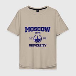 Футболка оверсайз мужская MGU Moscow University, цвет: миндальный